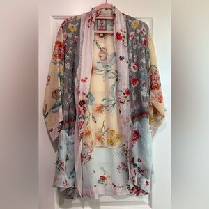 Johnny Was Silk Floral Embroidered Kimono